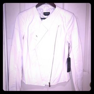 Genuine Leather White Asymmetrical Jacket